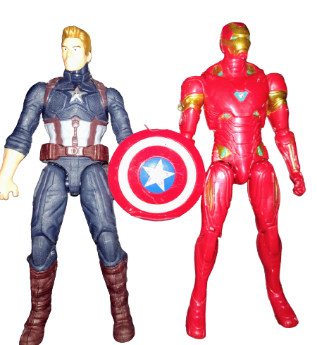 Set 2 figurine Super Eroi Avengers, Captain America, Iron Man cu lumini, 20 cm, Plastic